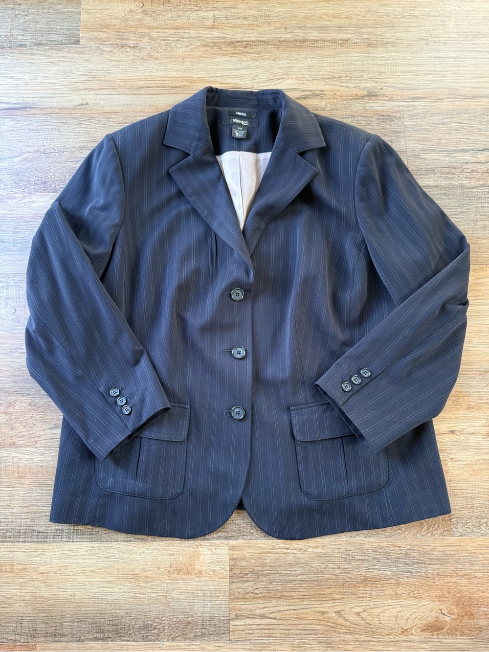 Style & Co. Navy Pinstripe Women's Blazer